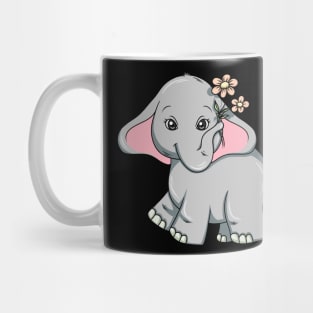 Little elephant with beautiful flowers Mug